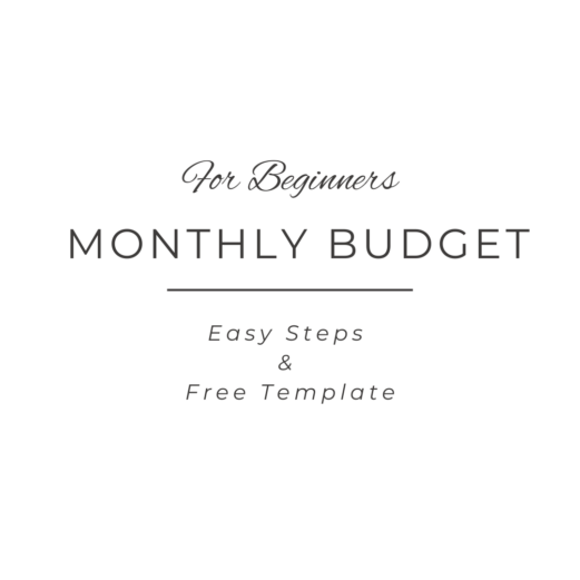 Text-based image stating 'For Beginners - MONTHLY BUDGET - Easy Steps & Free Template' indicating the blog post's topic.